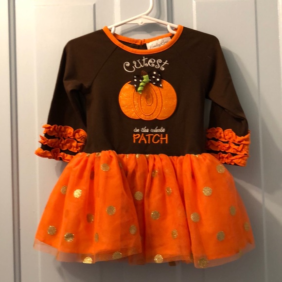 Emily Rose NWT Size 2T 8 Boutique Thanksgiving Pumpkin Patch Tulle Dress Outfit